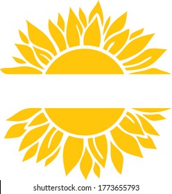 Yellow sunflower vector illustration. Split monogram icon.