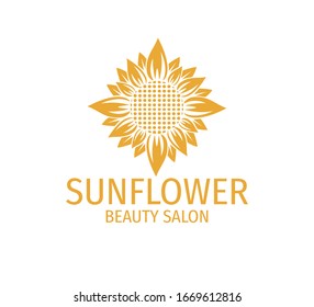 yellow sunflower vector logo design template concept in white background