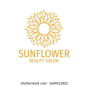 yellow sunflower vector logo design template concept in white background