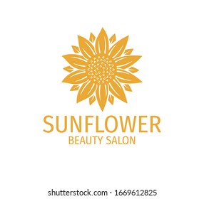 yellow sunflower vector logo design template concept in white background