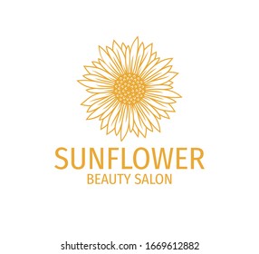 yellow sunflower vector logo design template concept in white background