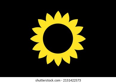 yellow sunflower vector logo design template concept on black background.