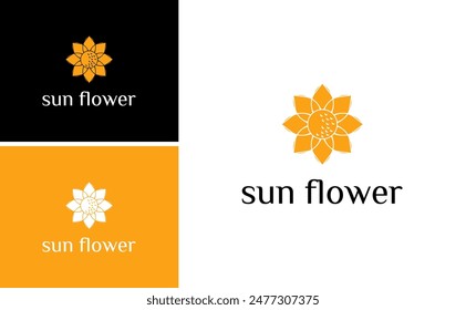 yellow sunflower vector logo. geometric flower logo for beauty or bouquet company 