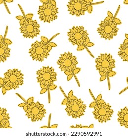 Yellow sunflower vector pattern. It is a versatile illustration designed for multiple use cases. Usable for textile or stationery products.