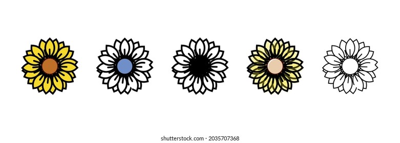 yellow sunflower vector type icon