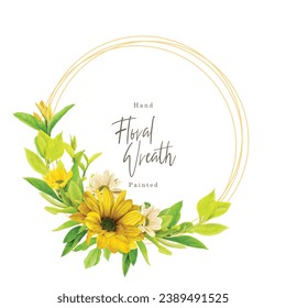 yellow sunflower wreath arrangement design