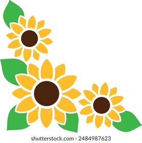 Los girasoles amarillos bordean la Ilustración vectorial. Dibujo de girasol