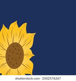 Yellow sunflowers in full bloom. Vector Illustration. empty area