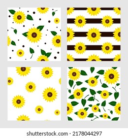 Gelbe Sonnenblumen Sommer Nahtlose Muster Set