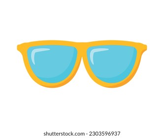 Yellow Sunglass Doodle Clipart Kunst für Sommerurlaub Augen tragen Modezubehör einzeln auf weißem Hintergrund