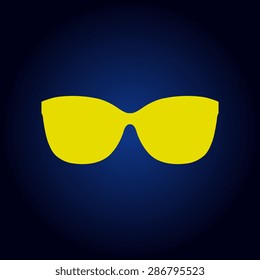 Yellow Sunglasses icon, vector illustration  on a blue background