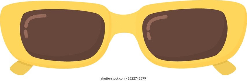 Yellow sunglasses isolated on white background. Illuatration with stylish summer eyewear