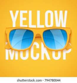 Yellow sunglasses on yellow background. Summer vacation or shopping sale advertisement. Editable Vector Illustration