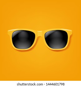 Yellow Sunglasses With Orange background With Gradient Mesh, Vector Illustration