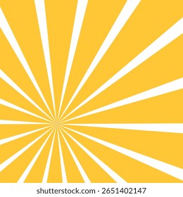 Yellow sunlight background. Perspective backdrop. Sunburst comic style