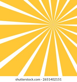Yellow sunlight background. Perspective backdrop. Sunburst comic style