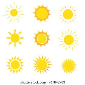 yellow sunny icon set - vector