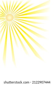 yellow sun-ray of different length on white background