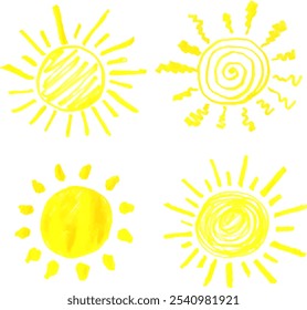 Yellow suns on a sheet of paper