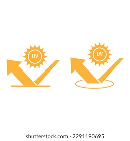 Yellow suns with sun protection factor levels on a white background with copy space
