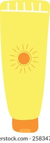 Yellow Sunscreen Tube with Sun Icon