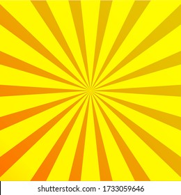 Fondo vectorial colorido de sol amarillo. Resumen de papel tapiz amarillo con explosión de sol. Ilustración vectorial de material.