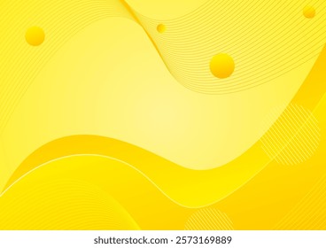 Yellow sunshine gradient vector background shape wave with line 