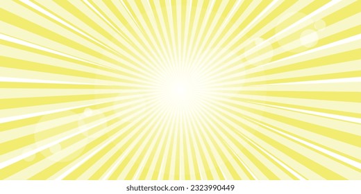 Yellow sunshine rays background, light bubbles energetic abstract illustration, summer vibes. 