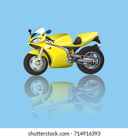 Yellow Superbike Cartoon