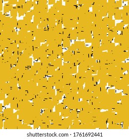 Yellow surface with black and white marks and scratches. Textile pattern. Wallpaper texture.