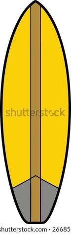 Yellow surfboard ready for summer waves a classic design for ocean fun