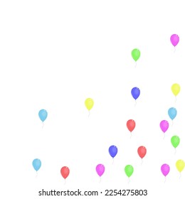 Yellow Surprise Background White Vector. Ballon Festival Frame. Red Entertainment. Bright Baloon. Air Latex Design.