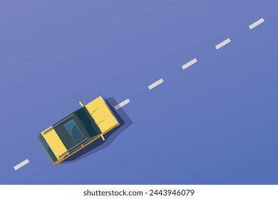 yellow suv top view on purple back