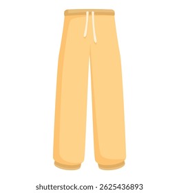 Yellow sweatpants featuring elasticated waistband with drawstring, comfortable garment for casual wear or sports activities
