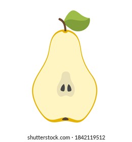 Yellow sweet pear fruit design on white