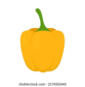 Yellow sweet pepper. Fresh bell pepper. Paprika. Vegetable organic food. Vector illustration.