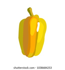 Yellow sweet pepper. Fresh vegetable for the menu. Icon. Isolated object. Vector illustration