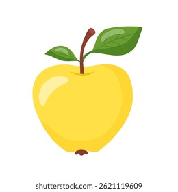 Yellow sweet and tasty apple. Natural fruits, Hand drawn