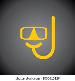 Yellow Swimming Mask icon on black background.