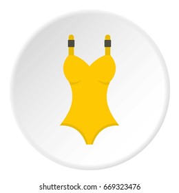Yellow swimsuit icon in flat circle isolated on white background vector illustration for web