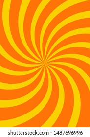 Yellow swirl background, poster design template, vector illustration