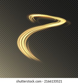 Yellow swirl. Curved yellow line light effect. Glowing yellow circle. Yellow swirl, curved curve effect. Vector	
