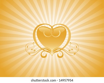 yellow swirl elements and heart wallpaper