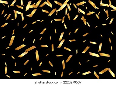 Yellow Swirl Vector Black Background. Luxurious Glitter Golden Banner. Shavings Rich Design. Serpentine Anniversary Texture.