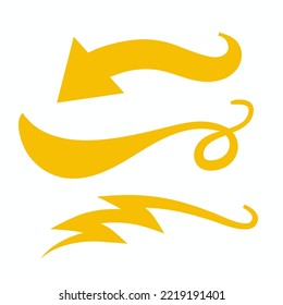 Yellow Swirls Swoosh Vector Accent Line Work