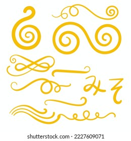 Yellow Swirls Swoosh Vector Accent Line Work