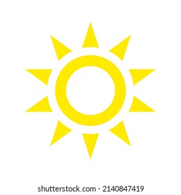 Yellow symbol of the bright sun isolated on a white background