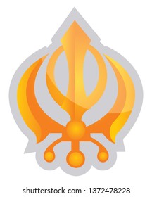 Yellow symbol of a Sikhism religion vector illustration on a white background
