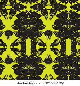 Yellow Symmetric Floral seamless pattern design for fashion textiles and graphics