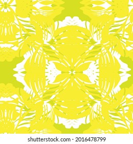 Yellow Symmetric Floral seamless pattern design for fashion textiles and graphics